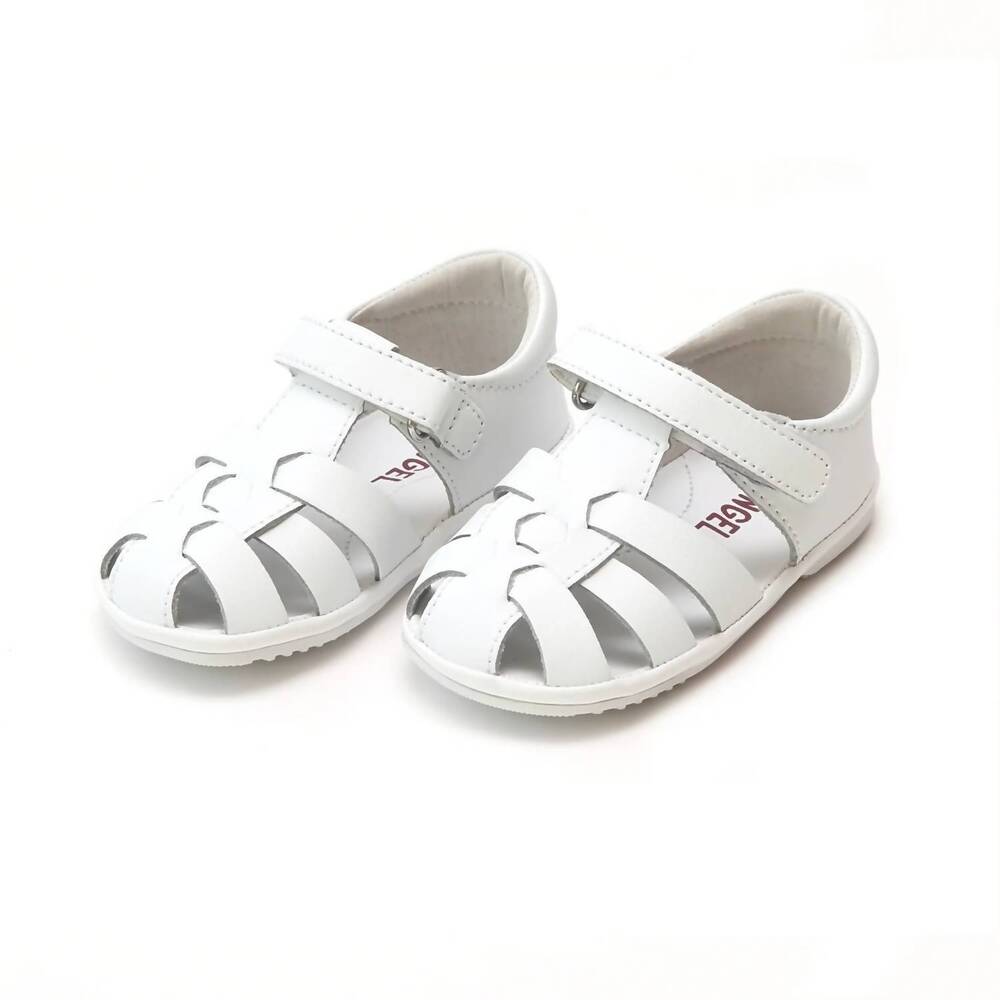 NEW ANGEL BABY boy's mack leather fisherman sandal - toddler in white